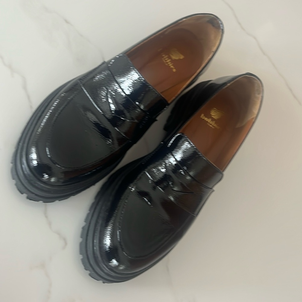 Bobbie’s patent leather platform loafers